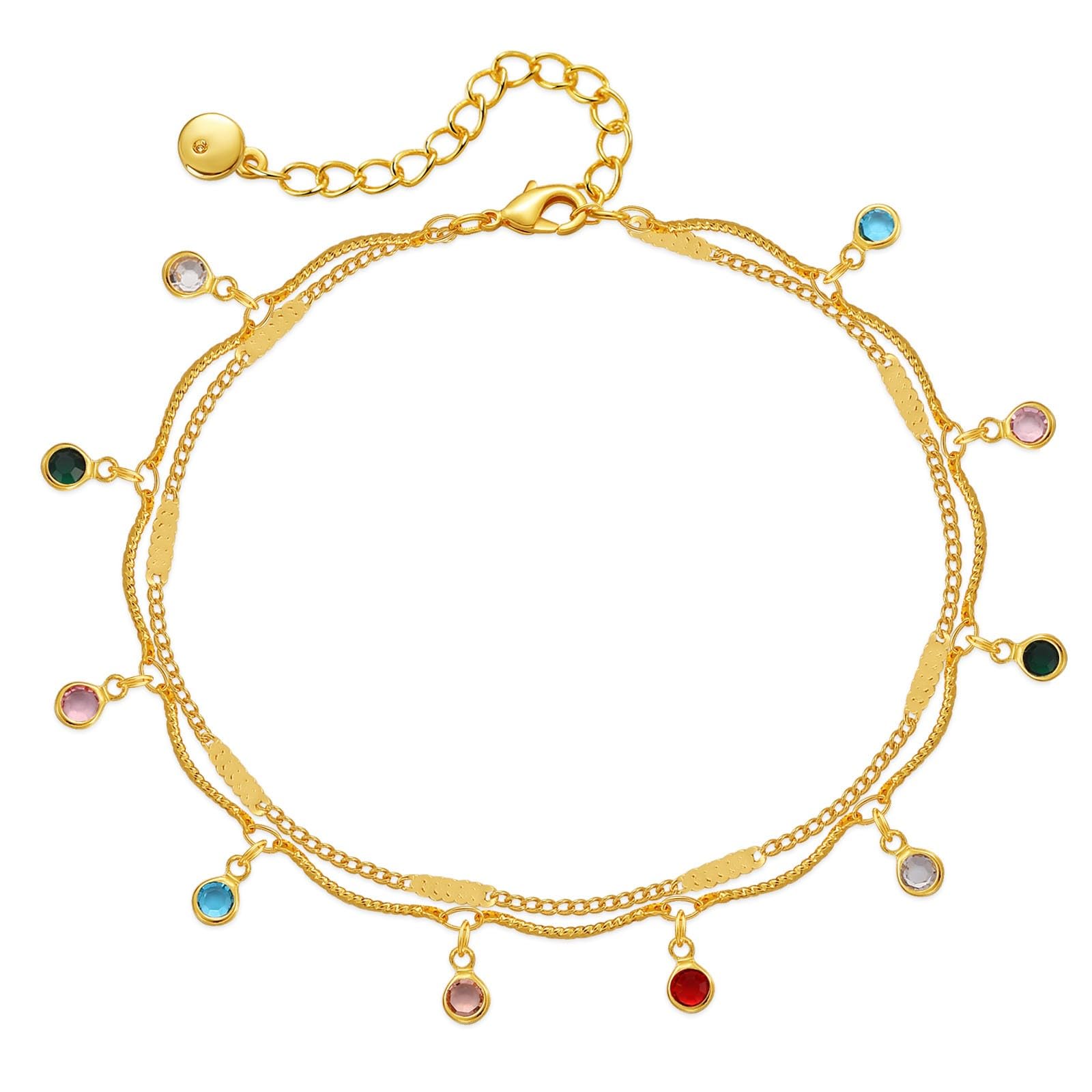 Yumikoo 18k Gold Plated Anklet, Women Adjustable Gold Tone Ankle Bracelet