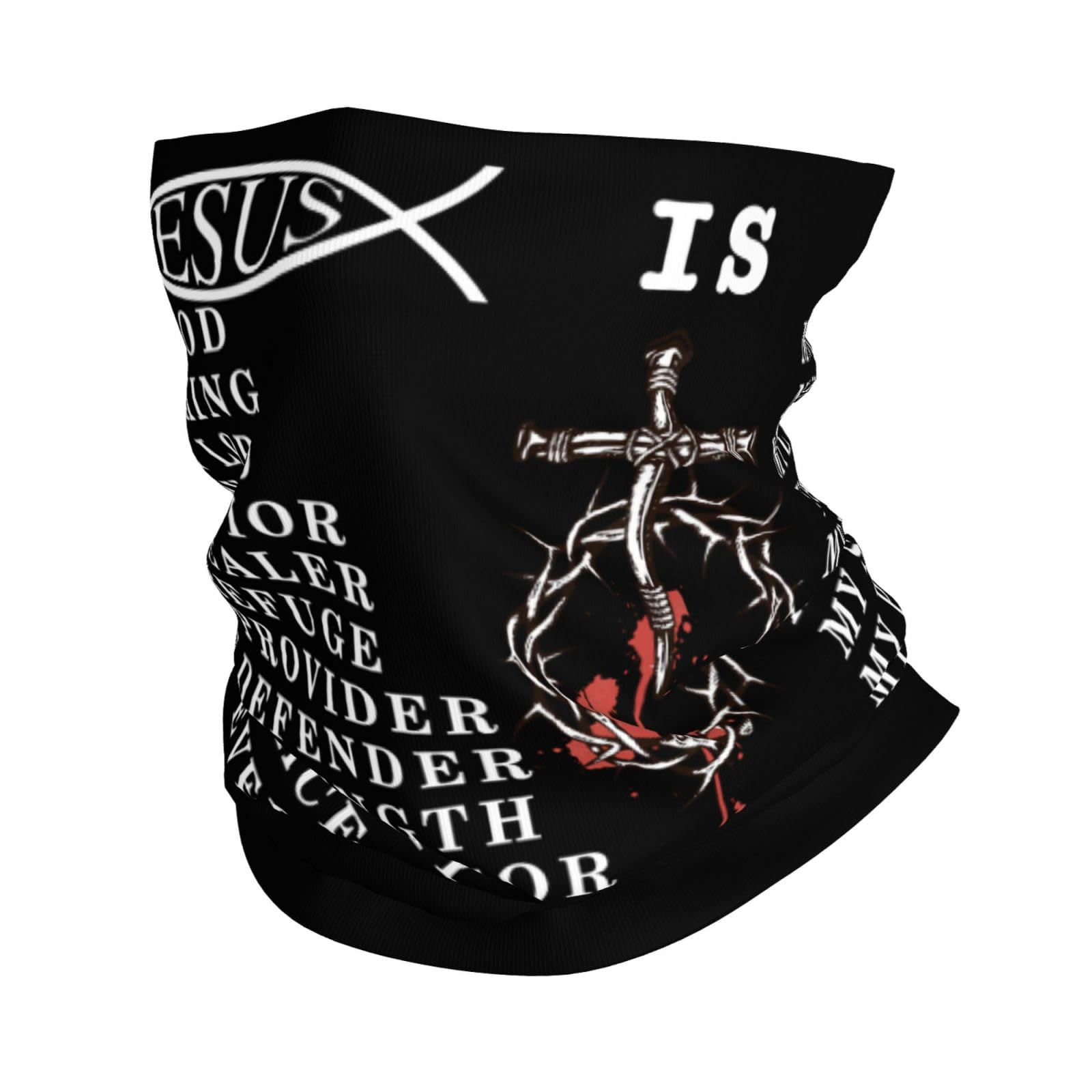 Jesus is My Everything My God My Lord My Savior Christian White Neck Gaiter Face Cover Mask Bandana Gator Balaclava Tube Face Scarf Headband Outdoor Sport Mask Sun Protection for Women Men