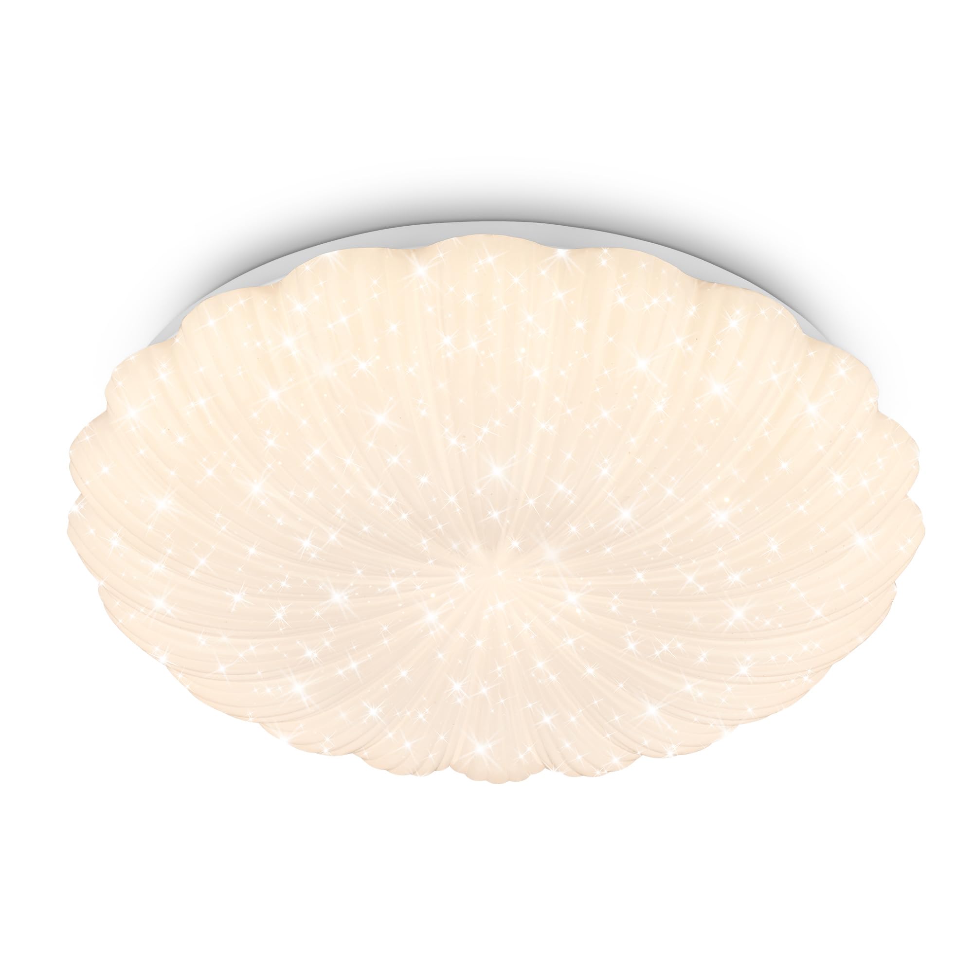 BRILONER - LED Ceiling Light with Starry Sky Effect, Warm White 3000K, Wavy Edge Design, Ceiling Lights Living Room, LED Lights for Bedroom, Kitchen Light, 38.5 x 8.5 cm, White