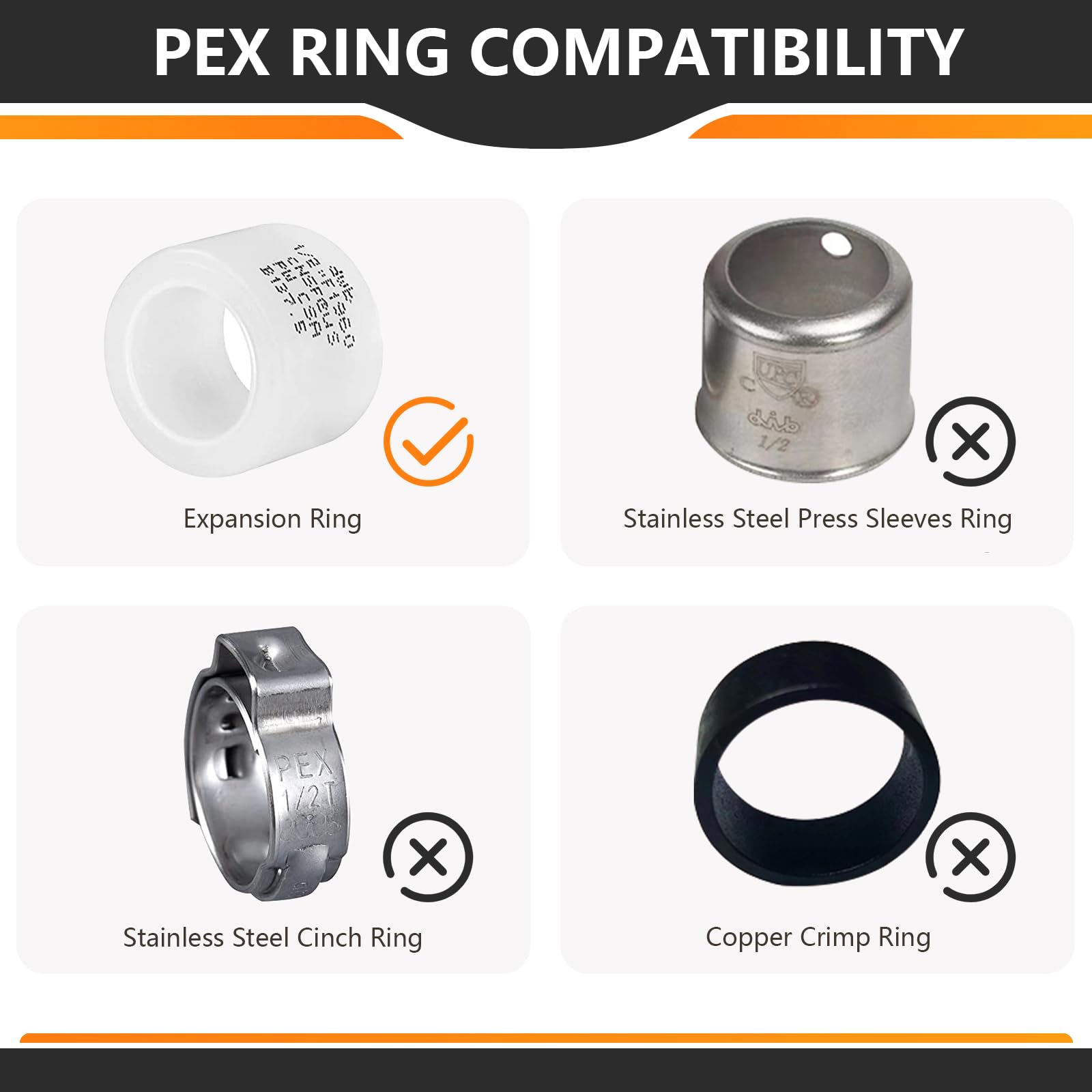 HeSun Paquete de 10 accesorios PEX-A, 3/4 x 3/4 x 1/2 pulgadas, camiseta de ajuste de expansión PEX, ASTM F1960