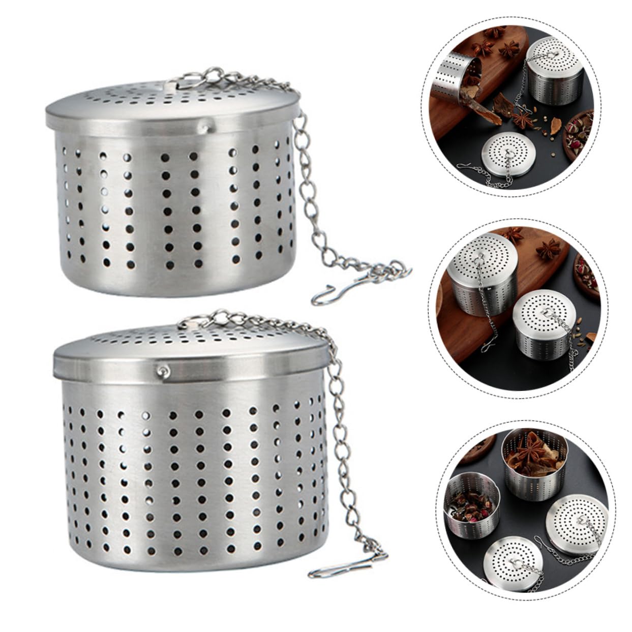 PRETYZOOM 3 Juegos Colador De Té De Acero Inoxidable Difusor De Té Infusor De Té Manejar Con Infusor Bol Filtro De Té Colgante Té De Hojas Sueltas Más Empinado Práctico Porta Té 2 Piezas * 3