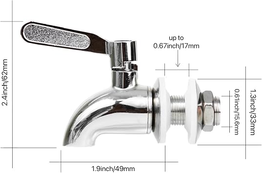 2PC Beverage Dispenser Replacement Spigot, Stainless Steel for Drink Dispenser, No Leakage Water Faucet for Glass Jar