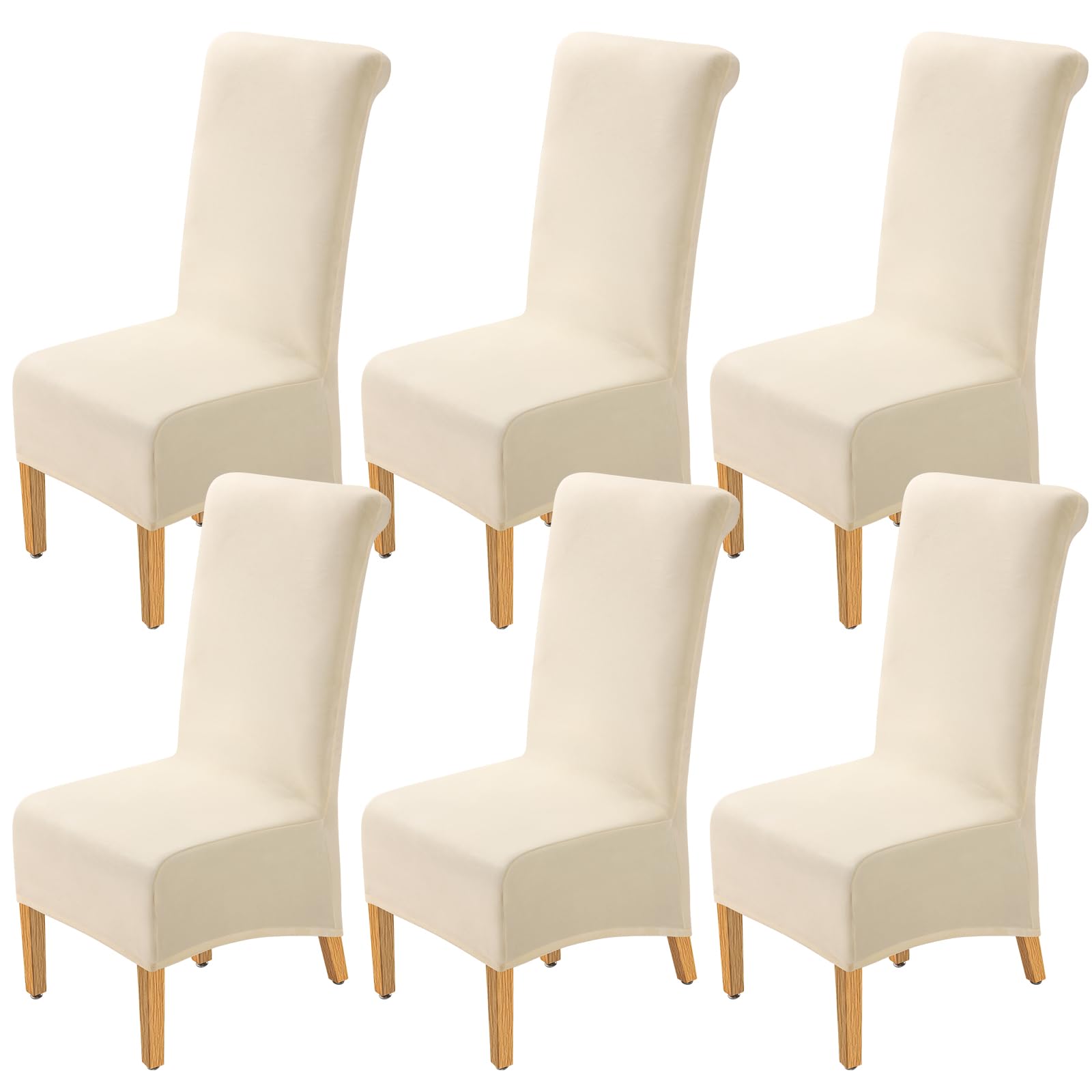 YISUN Velvet Dining Chair Covers, Set of 6 High Back Chair Covers, Stretch Washable Removable Kitchen Chair Covers for Hotel, Dining Room, Ceremony, Banquet Wedding Party