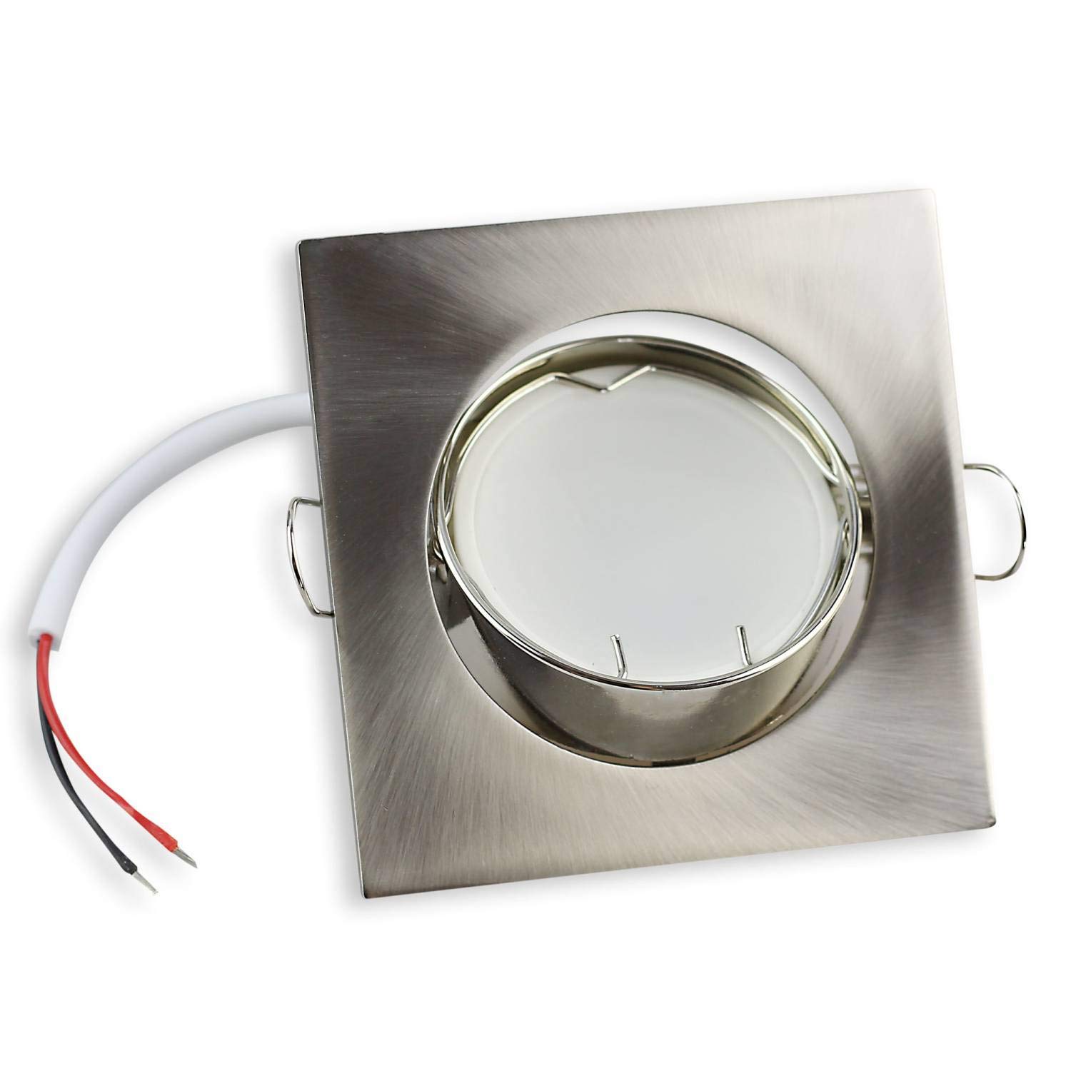 Foco empotrable LED cuadrado 230V - plateado y plano con aleación satinada, caracterizado por su elegante apariencia - regulable y orientable para una óptima iluminación - incl. | blanco neutral