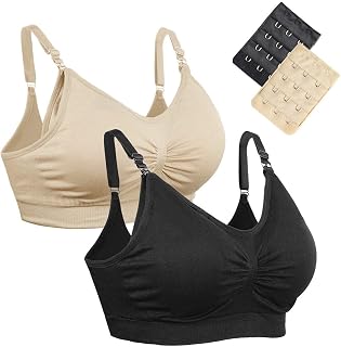 Nursing Bra Wirefree Paded Maternity Bra for Breastfeeding Bralette with Adjustable Extenders (Pack of 1,2,3)