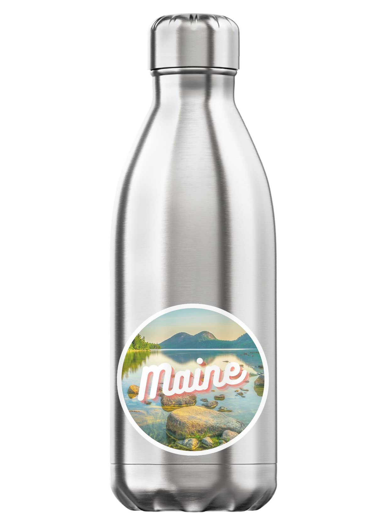 Bouteille isotherme Maine USA gourde thermique argentée en inox