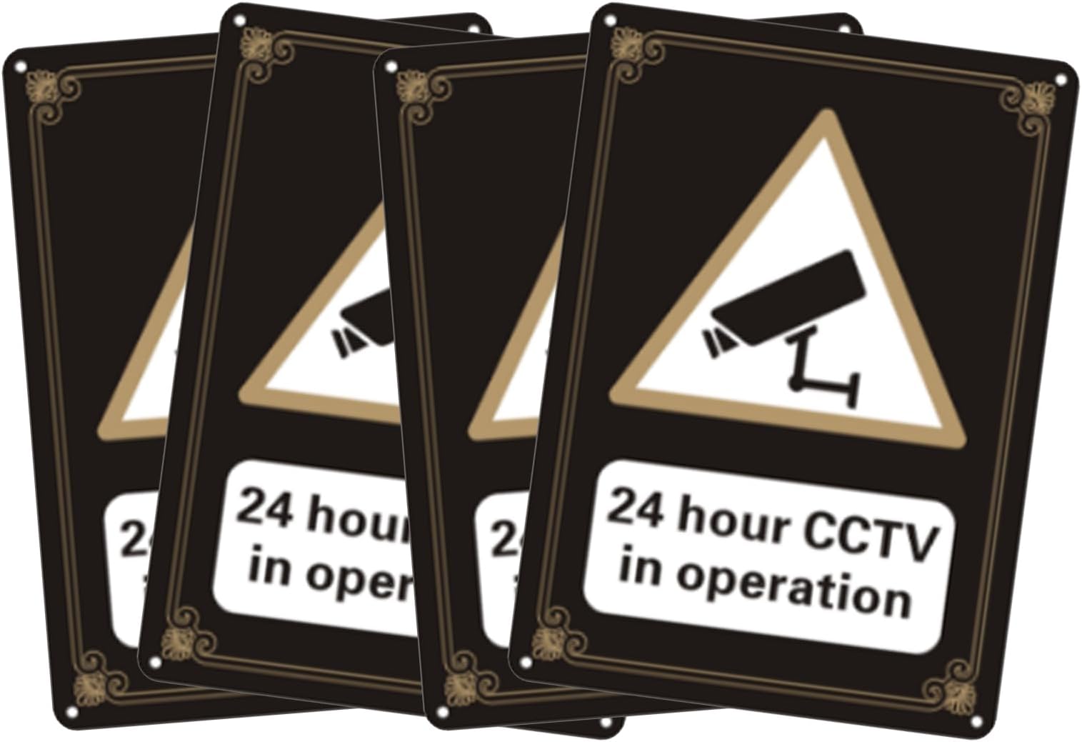 4 Pack CCTV Sign: Warning CCTV in Operation Sign 24 Hour CCTV Stickers with 4 Pre-Drilled Holes CCTV Signs Outdoor Plastic 25 x 18cm, CCTV Camera Outdoor for Home Business School Mounting Outdoor