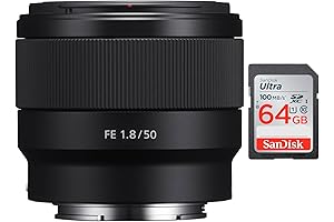 Sony FE 50mm f/1.8 Lens Bundle with Memory Card