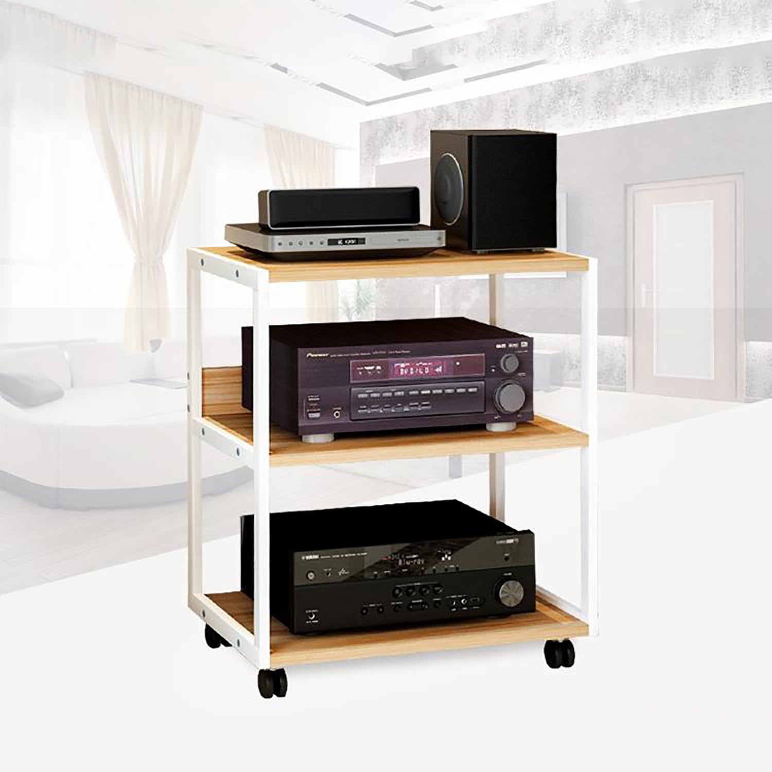 Estante de Almacenamiento de Componentes Estéreo,Tocadiscos de Vinilo Stand,Gabinete de Audio HiFi de 1/2/3/4 Capas,Estantes for Amplificadores de Parlantes,para Estudios de Grabación.(Nero,50x40x94cm