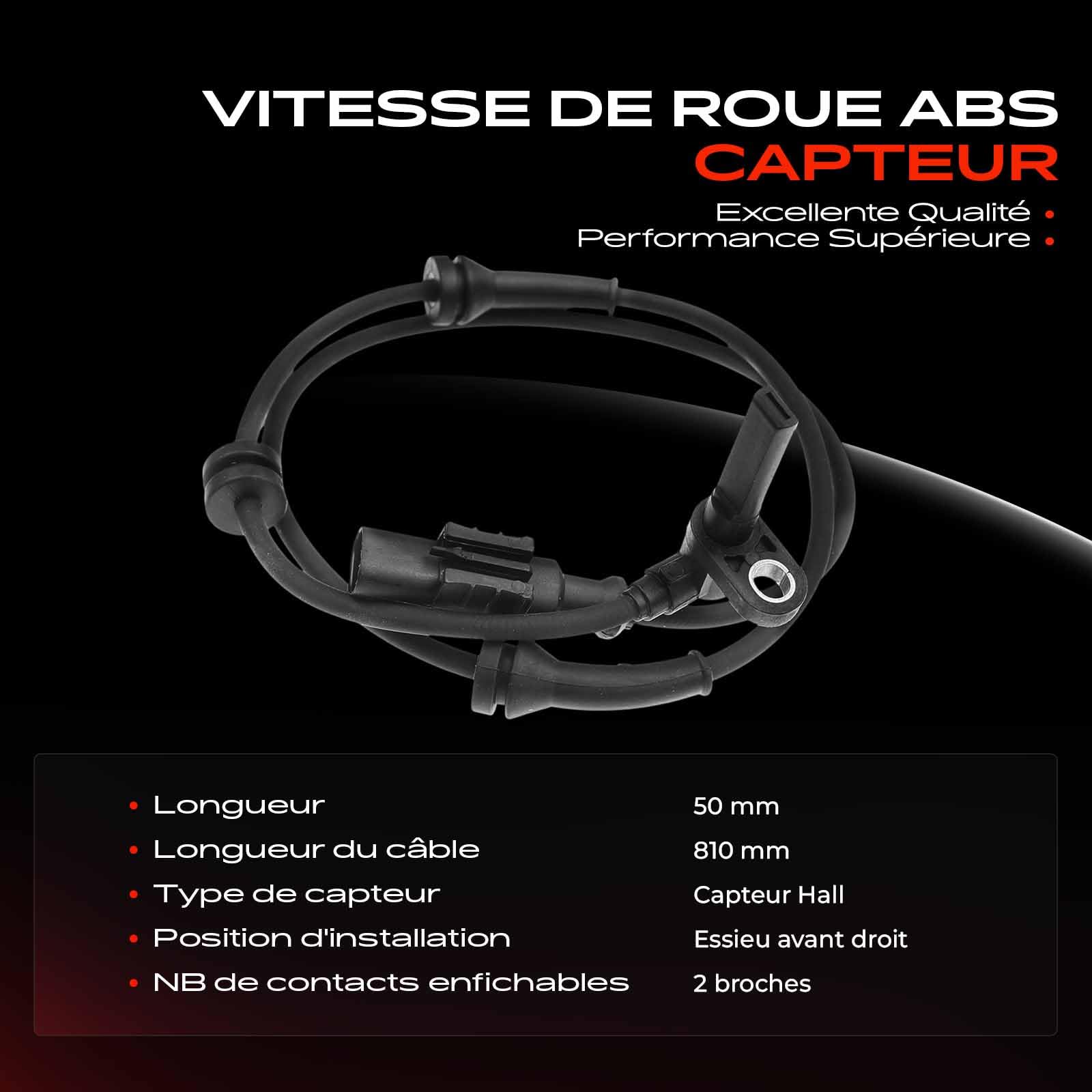 Frankberg Capteur de vitesse ABS avant droit 46837685 | Compatible avec: Punto Box/Hatchback 188, Point 188