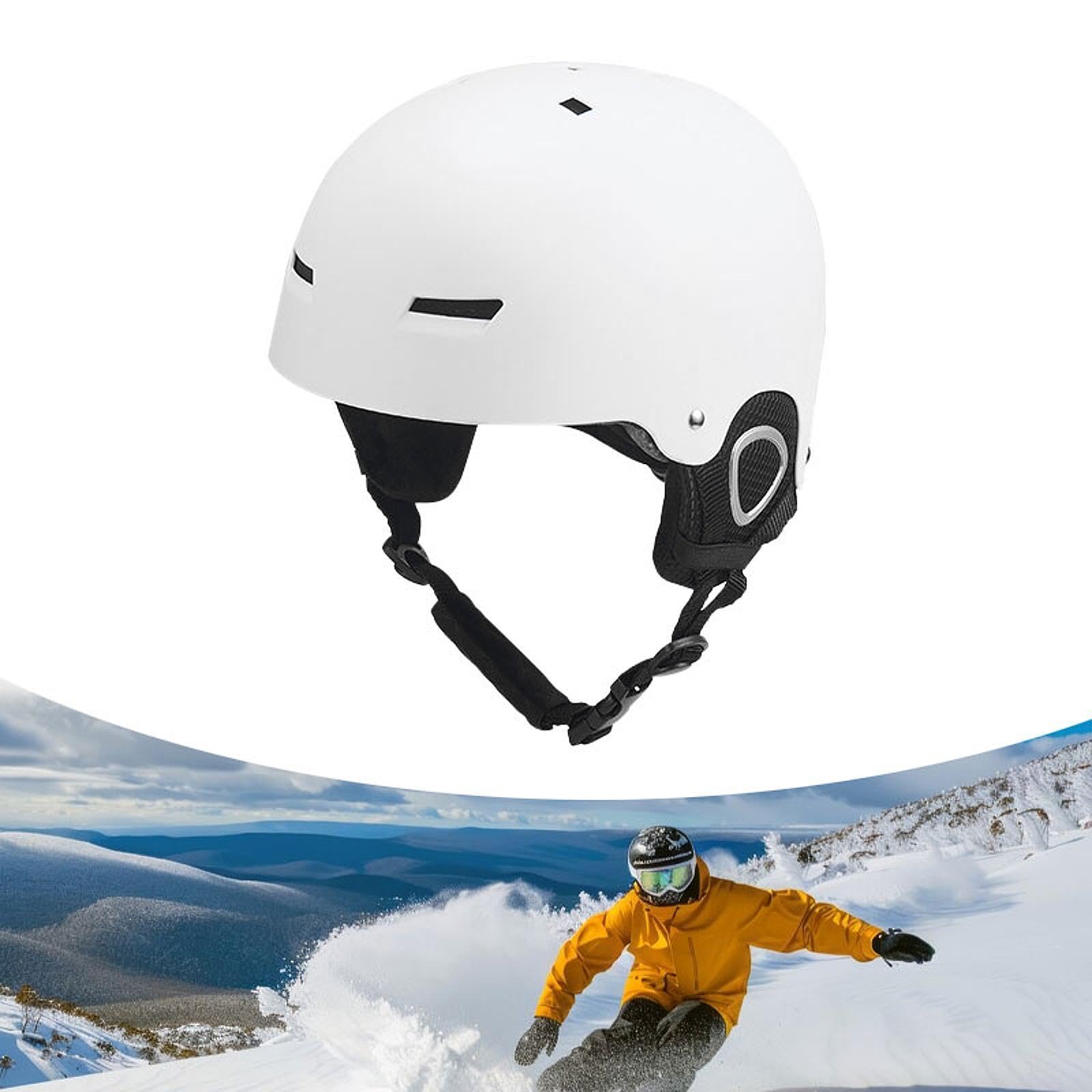 Unisex Skihelm Verstellbar 52cm-57cm, Erwachsener-Hartschalenhelm mit Abnehmbaren Ohrenpolstern, ABS & EPS Schutzhelm mit Belüftung, Wintersport Helm für Damen Herren Ski & Snowboard