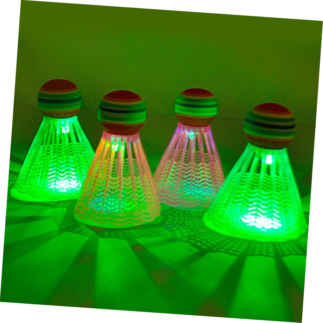 Totority 4Pcs LED Badminton Shuttlecocks Durable Nylon Design for Play Nighttime Sports Activities Includes Blue and for School and Family Fun