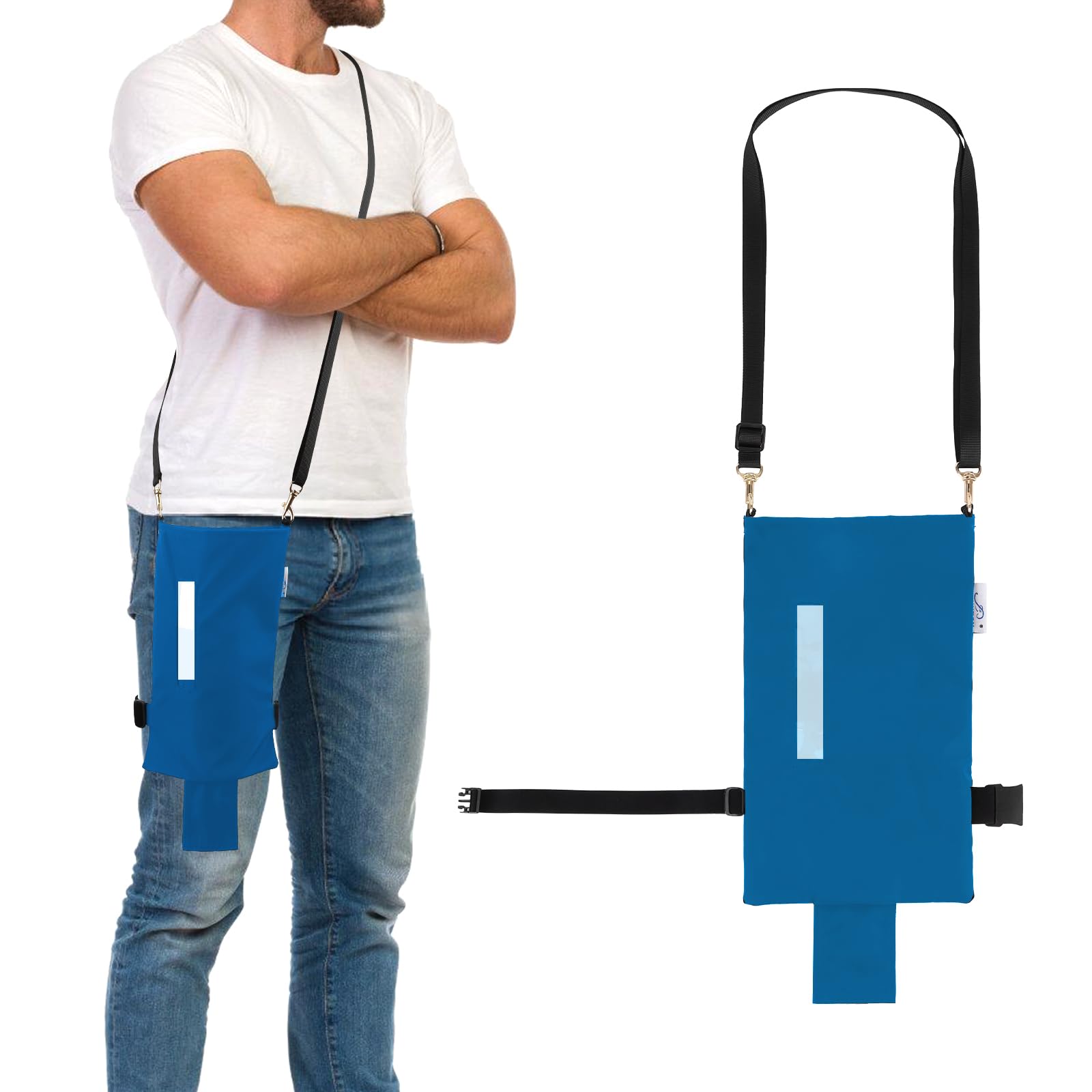 JISUNZON Urine Drainage Bag Holder - Privacy Covers for Wheelchairs Geri Chairs Bed Rails Scooters - Conceals Catheter Line Nephrostomy Pouches - Clear Window (Black Small 600ml-1000ml)