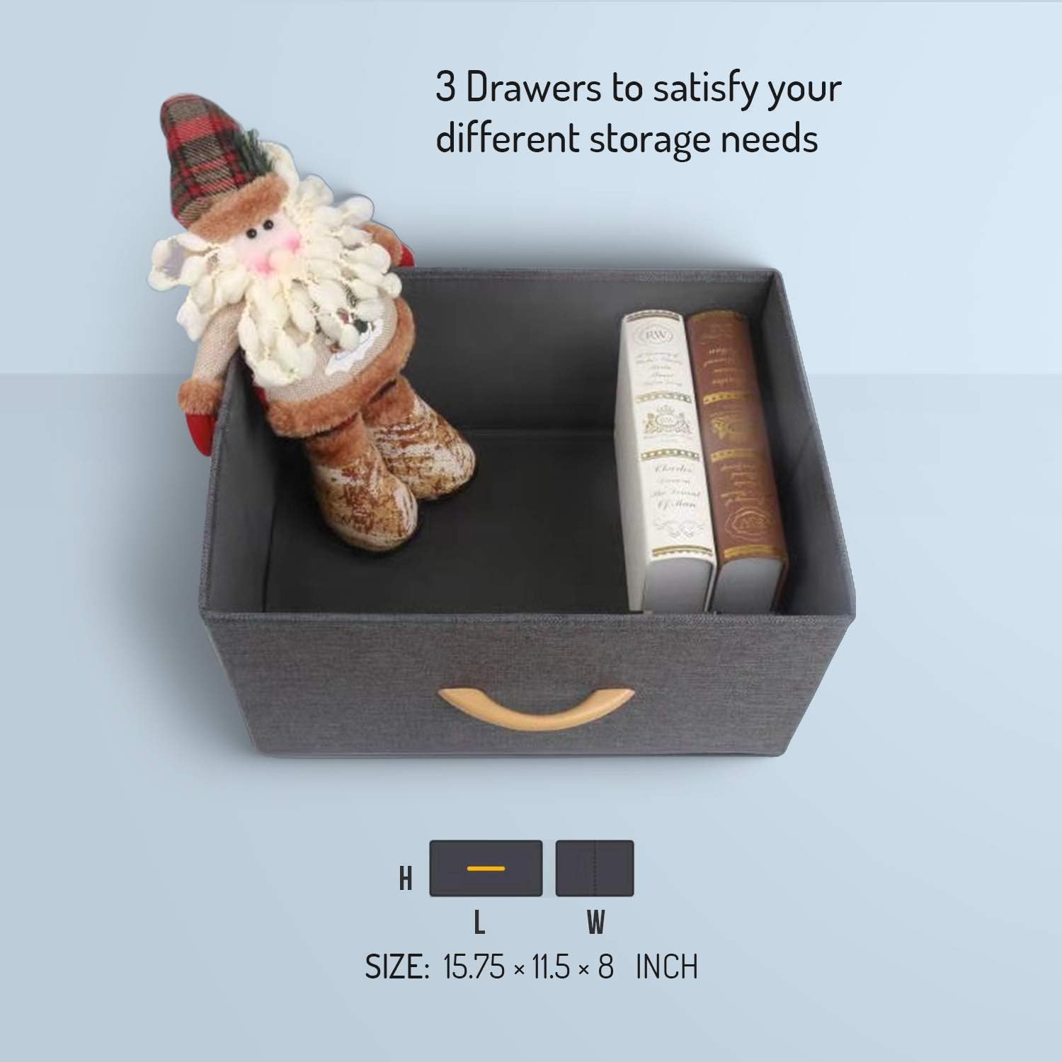 ROMOON Nightstand Chest with 3 Fabric Drawers, Bedside Furniture,Lightweight Accent Table, Storage Drawer Unit with Wood Top Fabric Bins for Bedroom, College Dorm, Closets,Nursery - Dark Gray : Home & Kitchen