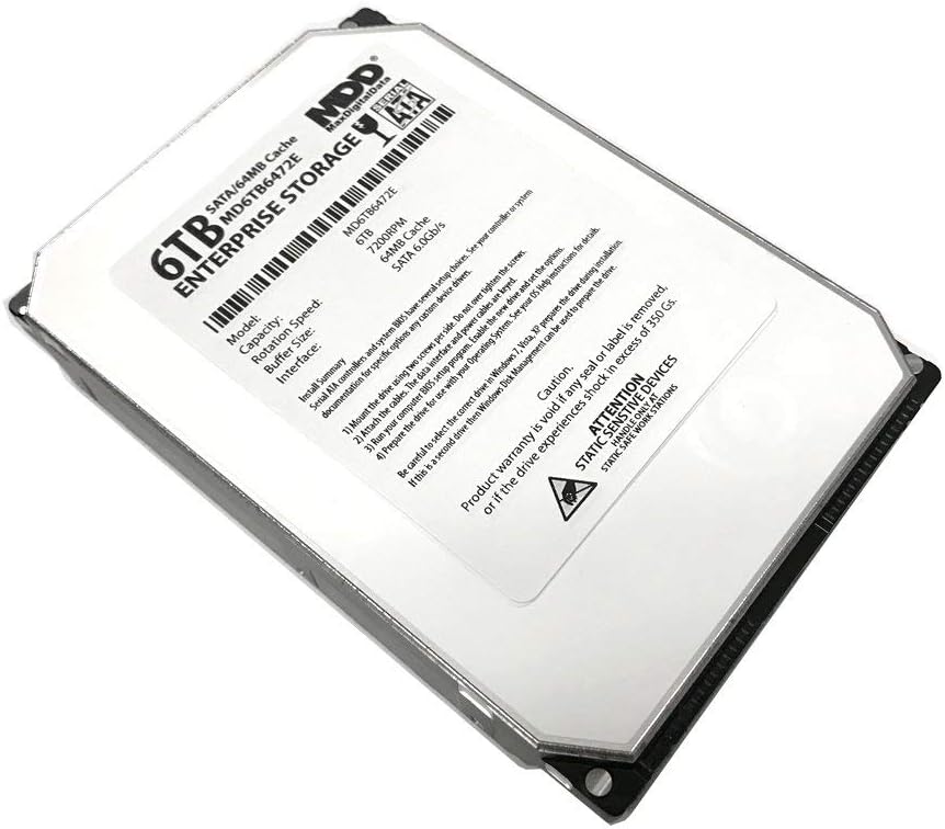 MDD MAXDIGITALDATA (MD6TB6472E) 6TB 7200RPM 64MB Cache SATA 6.0Gb/s 3.5'' Helium Platform Enterprise Hard Drive - w/3 Year Warranty (Renewed)