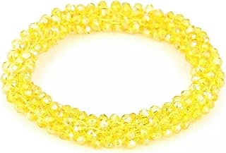 10 Pulseras elásticas de Cuentas de Cristal Bohemias de Color Amarillo