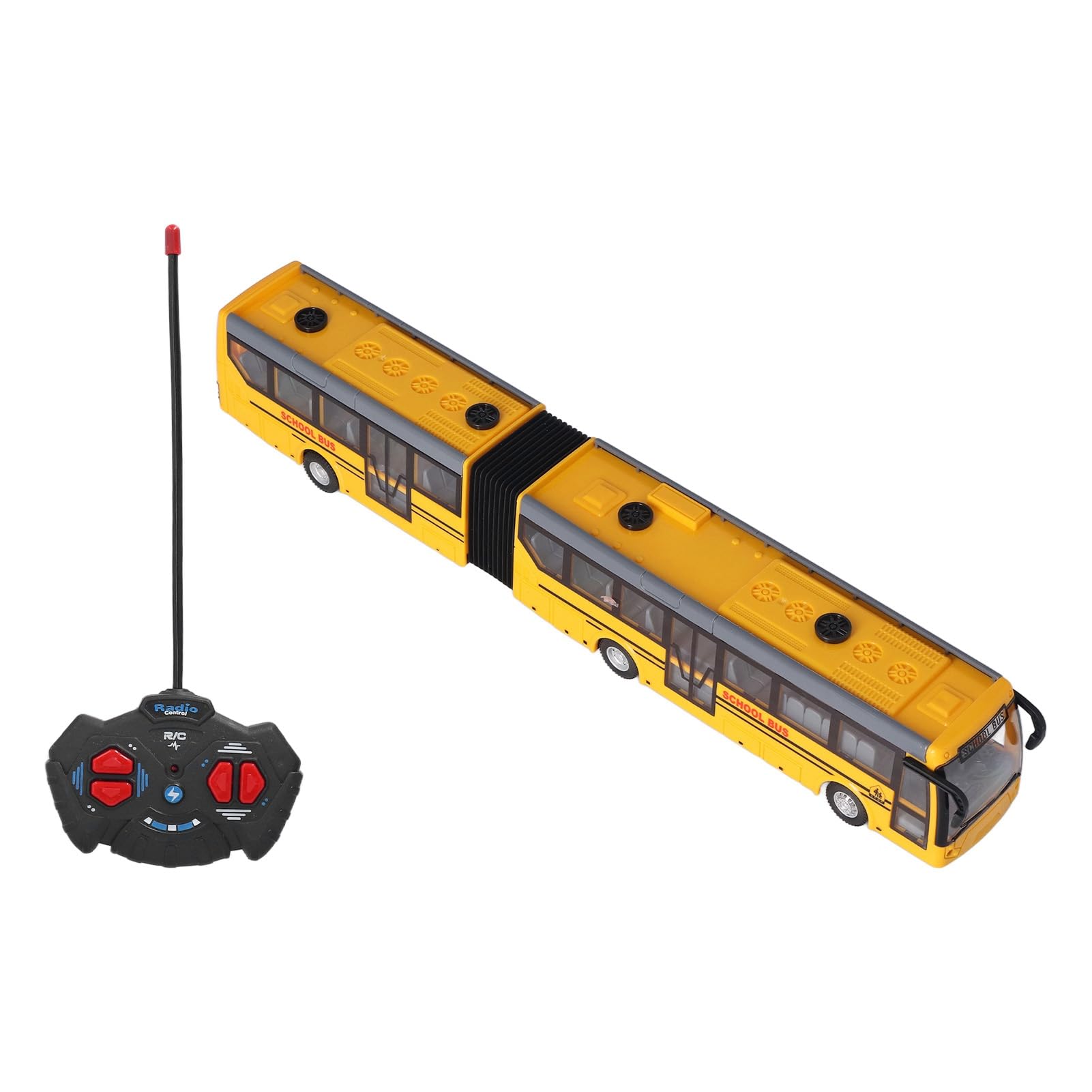 Jouet de bus scolaire télécommandé à l'échelle 1:32, avant, arrière, tourner à gauche et à droite, bus télécommandé pour apprendre les enfants (jaune)