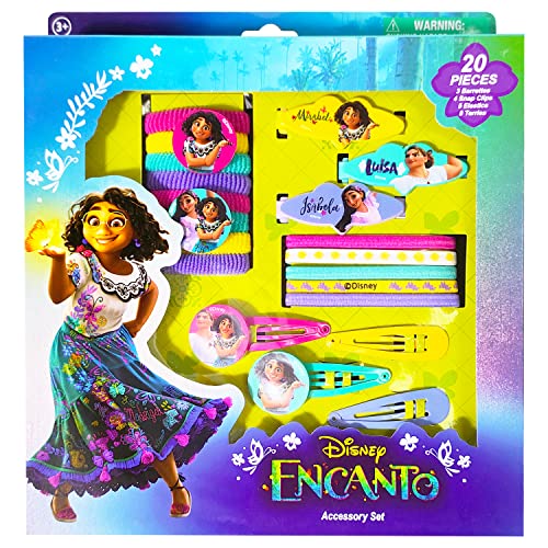 Luv Her Encanto Girls 20 Piece Accessory Set with 3 Barrettes, 4 Snap Hair Clips, 5 Elastics and 8 Terry Ponies - Ages 3+