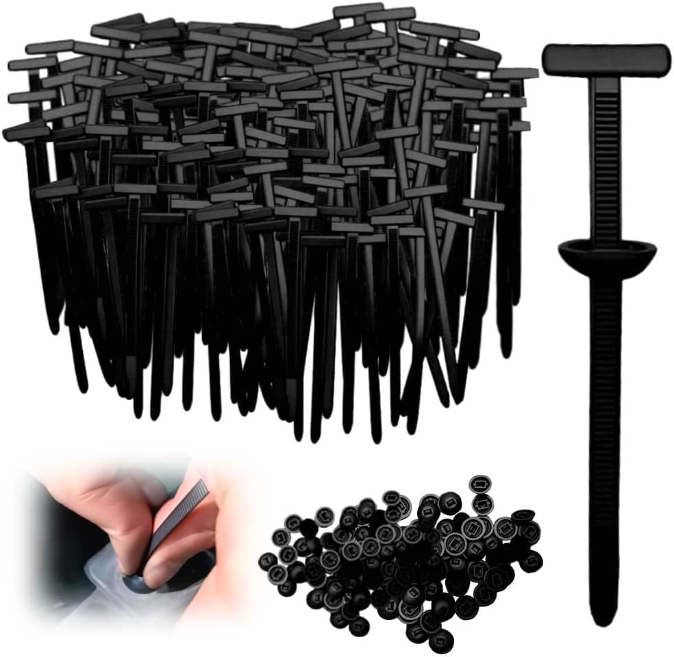Nylon Universal Cable Tie Buckle, Heavy Duty Zip Ties (with Pin & Button), UV Resistant Black Zipties for Car Daily Repair, Applicable Toengine Lower Guard Plates, Fender Linings (300pcs)