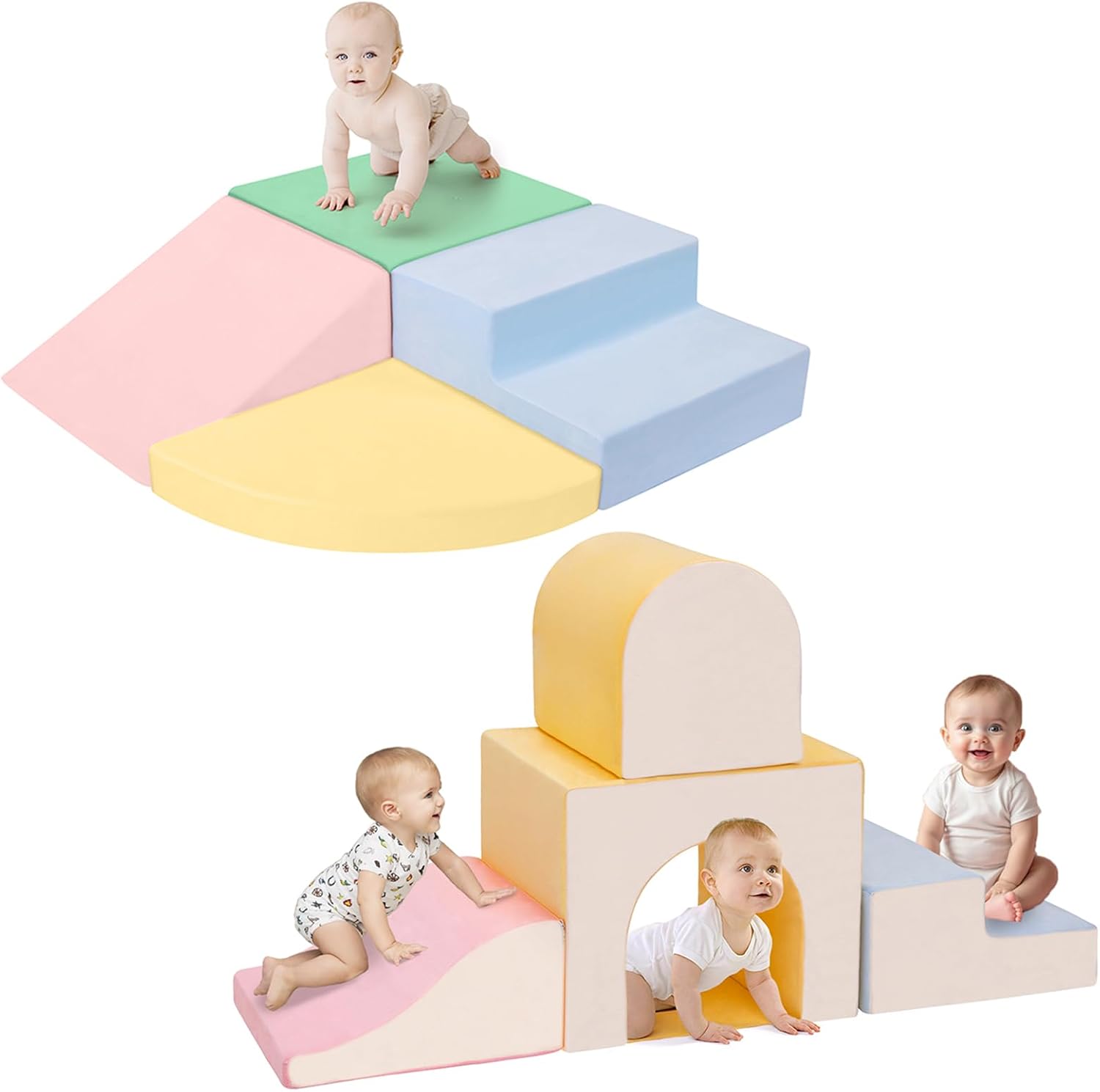 Large Climbing Toys for 1 Year Old, Toddler Climbing Toys Indoor (4- Piece) + (4-Piece)