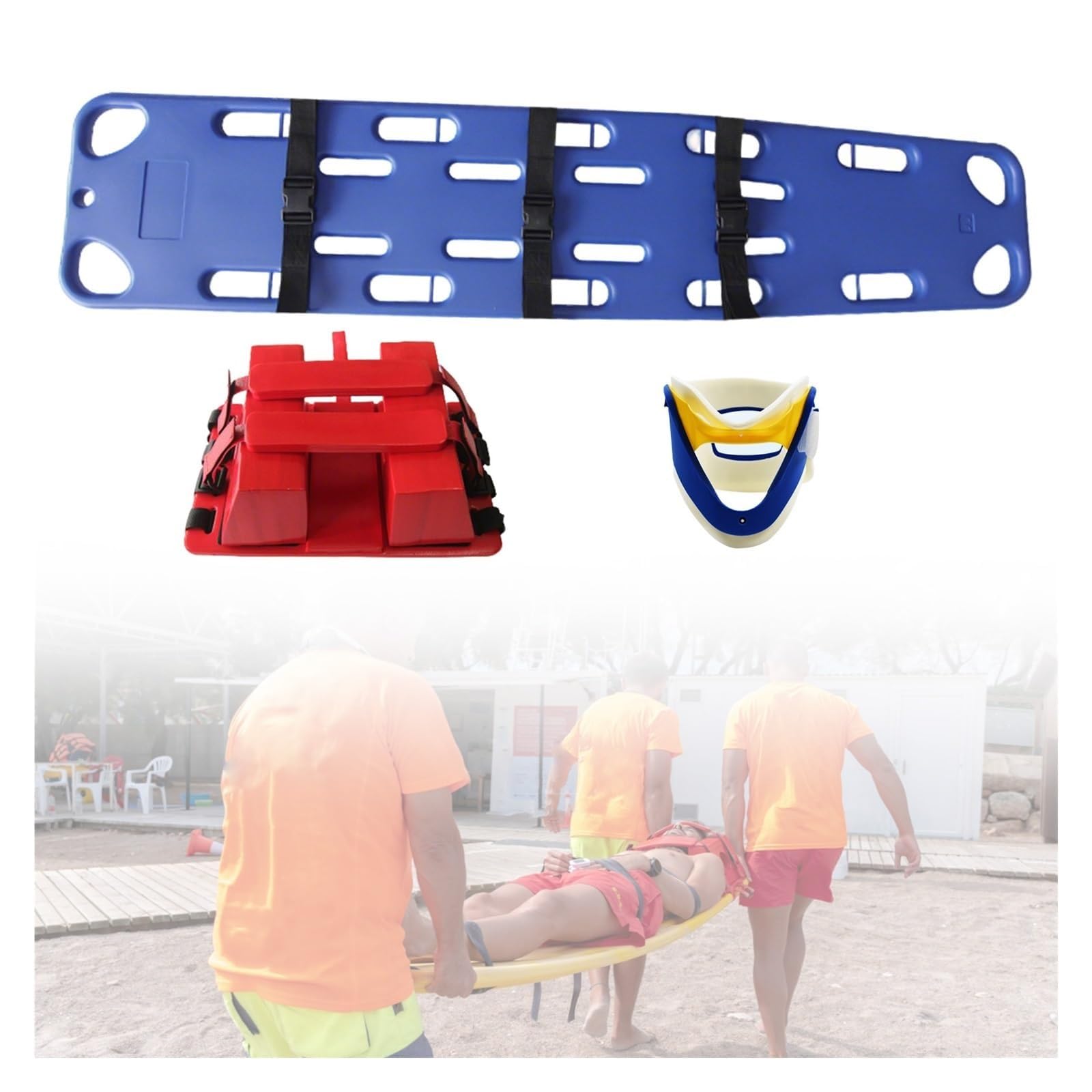 Camilla de rescate espinal de emergencia, Camilla plegable de emergencia médica para servicios de emergencia, Tabla espinal flotante con soporte para la cabeza y, Blue