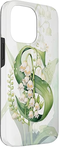 Vista 57 de Funda para iPhone 12/12 Pro Lovely Lily of The Valley Letra S May Birthday Case