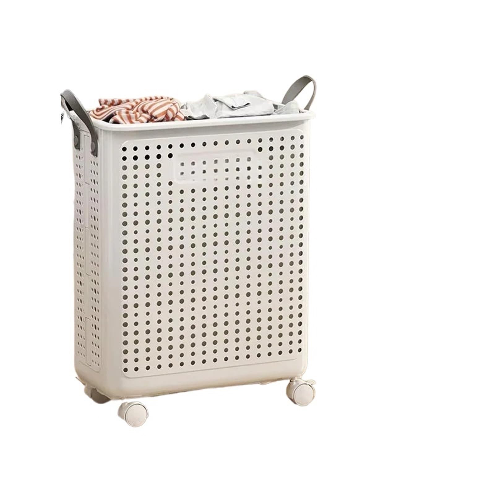 Multifunctional Folding Laundry Basket With Wheels Dirty Clothes Large Capacity Breathable Bathroom Organizer for Closet Washing Room Bathroom(Silver)