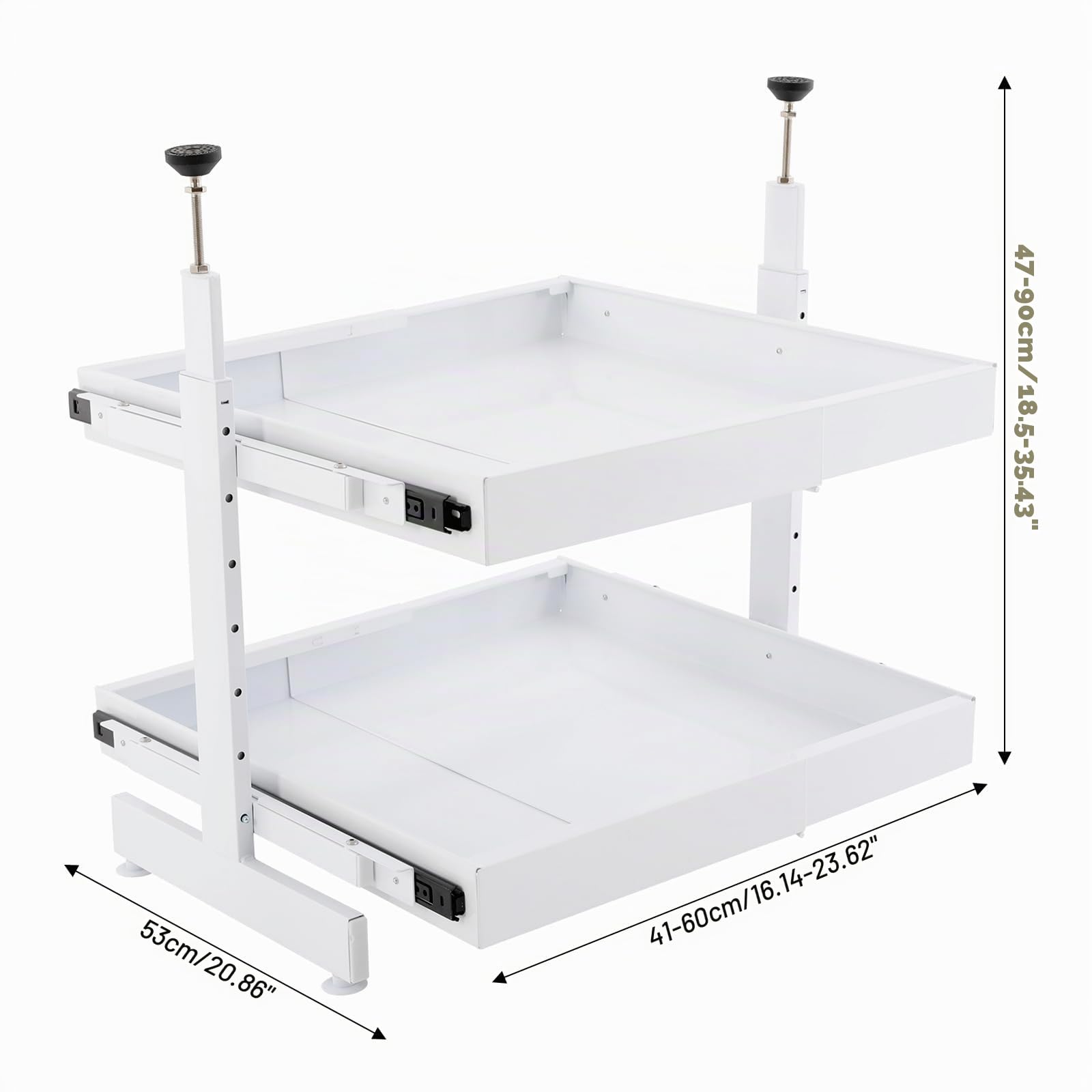 2-Ebenen Spülschrank Organizer Höhenverstellbar Teleskopschublade Unter Waschbecken Regal Unterschrank Organizer Küchenschrank Innenschublade Organizer für Küchen, Badezimmer (Weiß)