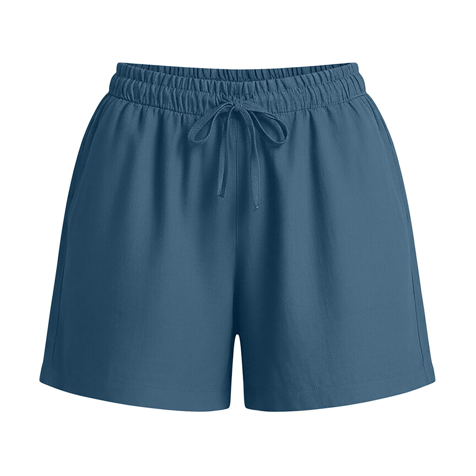 Generico Bermuda Cotone Donna - Estivi al Ginocchio Pantaloncini Lino Donna Leggeri Pantaloni Corti Eleganti Curvy Elastico in Vita Shorts Gamba Larga Baggy Pantaloncini Larghi Spiaggia