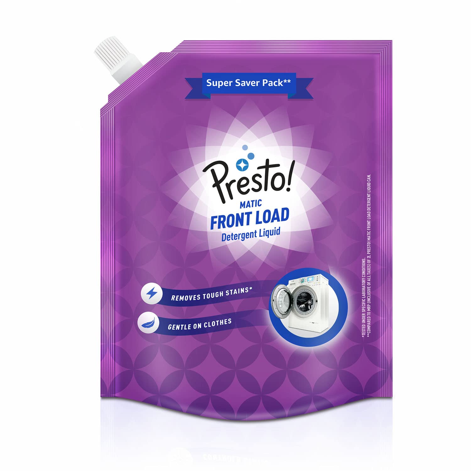 Amazon Brand - Presto! Matic Front Load Liquid Detergent, Refill Pack | 2 Litre | Removes Tough Stains | Gentle On Clothes | Protects Fabric Color | Refreshing Fragrance | Bleach-Free, Phosphate-Free