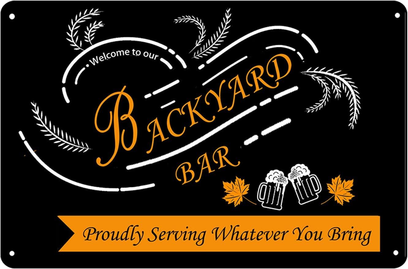 Anceky Funny Bar Signs Welcome to Our Backyard Bar Signs for Home Bar Decor Bar Rules Tin Signs Vintage Man Cave Decorations Coffee Pub Wall Art Poster 5.5x8 inch