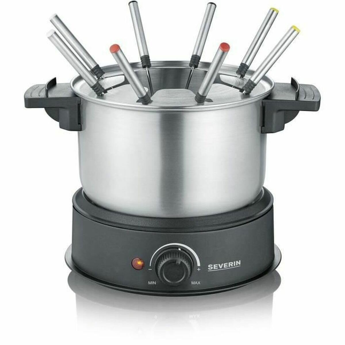 SEVERIN FO2473 Fondue el�ctrica 8 personas con olla extra�ble de acero inoxidable, Incluye: Protector contra salpicaduras y 8 tenedores