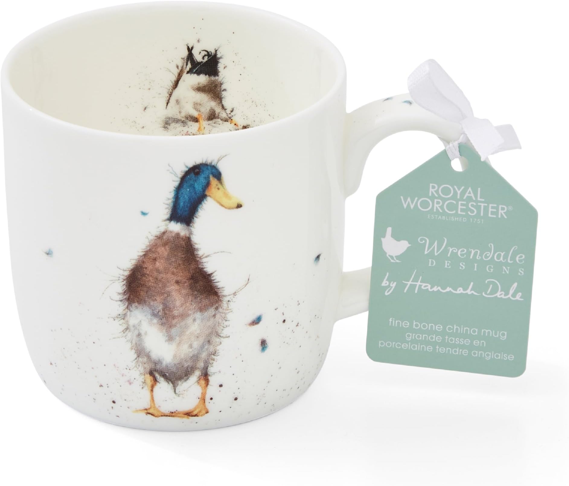 Royal Worcester x Wrendale Designs 'Duck Guard' Coffee Mug - Fine Bone China White Mug with Handle, Cute Animal Design by Artist Hannah Dale, Microwave & Dishwasher Safe, 310ml