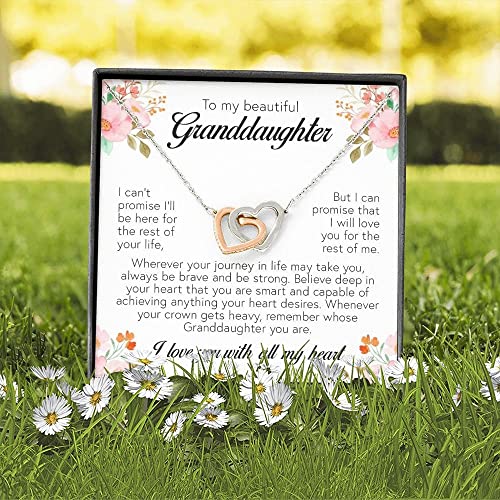 To My Beautiful Granddaughter, Interlocking Heart Necklace, Jewelry Sentimental Message Card Gift for Granddaughter, Best for Birthday Graduation Christmas Gift, from Grandparents4