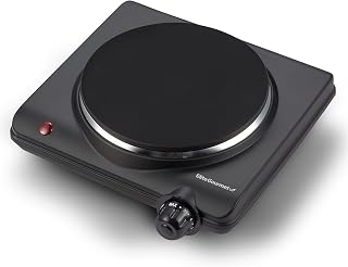 Elite Gourmet 1000W Cast Iron Electric Hot Plate Burner - 7 Heat Settings Portable Countertop Cooktop for RV Dorm Office