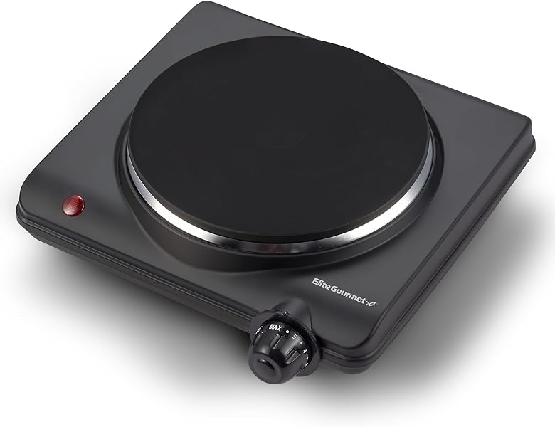Elite Gourmet electric burner with 1000W cast iron hot plate