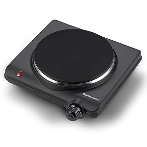Elite Gourmet Countertop Electric Burner 1000W Cast Iron Hot Plate 7 Heat Settings Portable Cooktop for RV Dorm