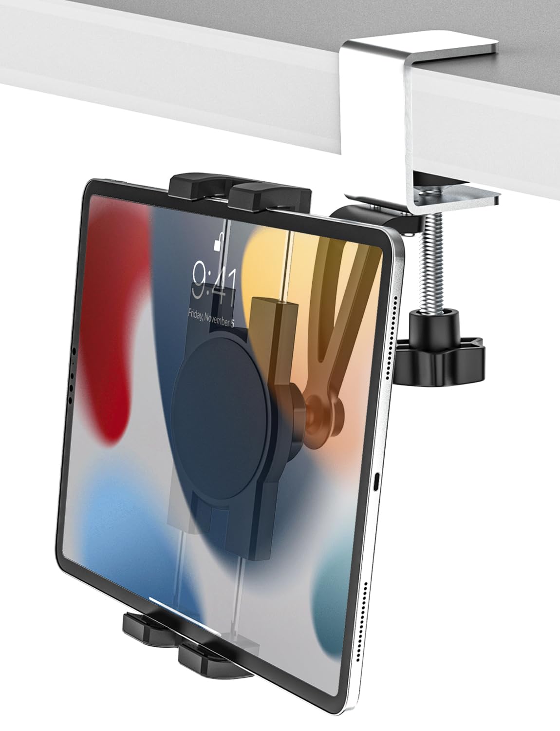 Supporto Tablet Cucina, Porta Tablet Cucina Tavolo Armadio | con Clamp in Metallo, Facile da Installare, per iPad Pro 12.9 10.5 9.7 Air Mini, iPhone e 4-13" Tablets & Telefonos