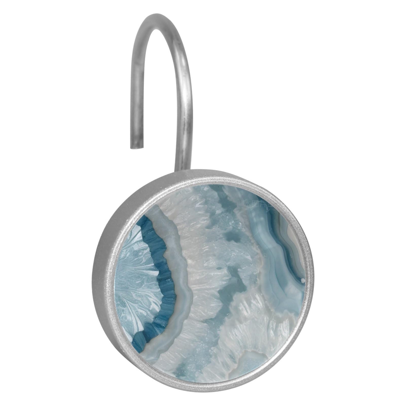 Set of 12 Stainless Steel Shower Curtain Hooks, Shower Rings for Bathroom, Rustproof Decorative Shower Hangers for Bedroom Living Room Shower Curtain Rod (Ocean Marble)