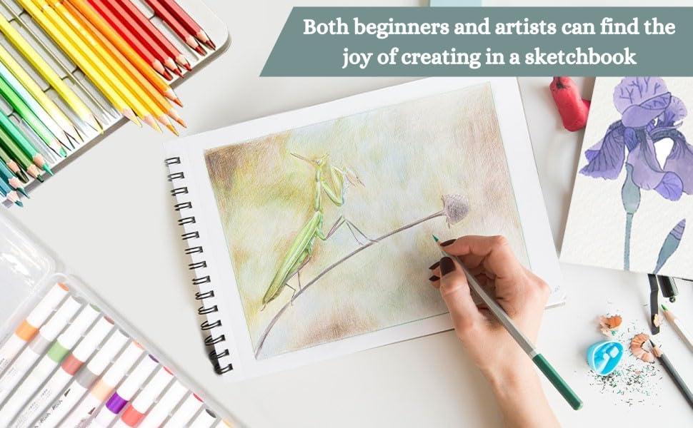 Image of GREESHMA Artists Wiro Bound Sketch Book A4 Size | 100 Pages - 160 GSM | Ideal for Drawing, Sketching, Shading Art, Students, School, Office