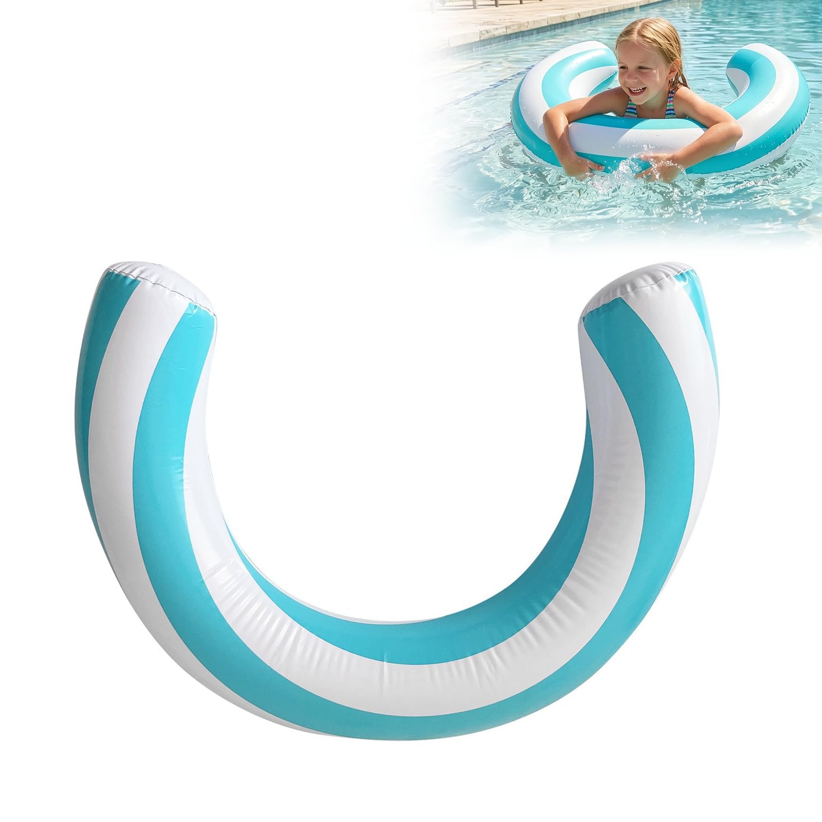 Pool Inflatables, 2 Pack Inflatable Curved Swimming Pool Noodle for Adult Travel Vacation Pools Float Toys Summer Party Beach Water Games Supplies (Blue)