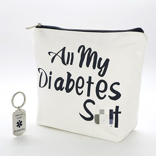 Miniatura 1 de Regalos para diabéticos All My Diabetes Divertida bolsa de viaje para diabéticos + llavero diabético regalo personalizado suministros para