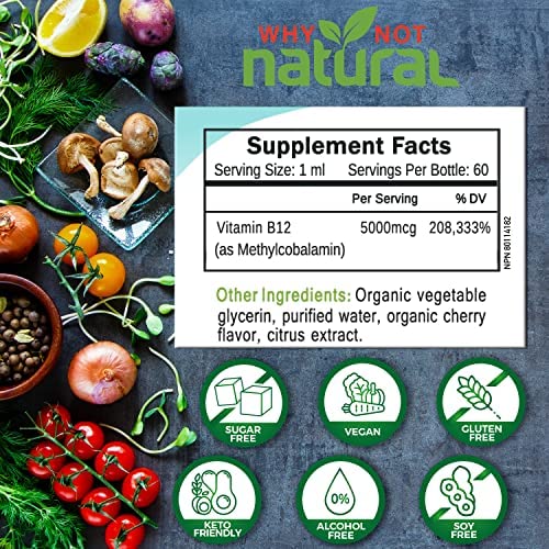 Why Not Natural Organic Vitamin B12 and Vitamin D3 K2 Liquid Drops for Adults Daily Dosage Best Selling