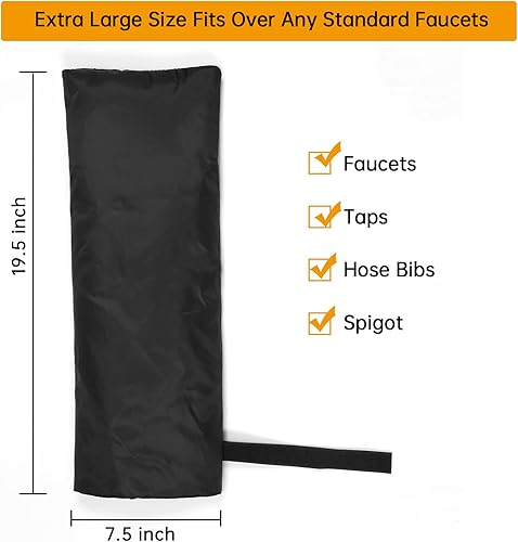 Miniatura 2 de Cubierta grande para grifo para exteriores con tira reflectante de invierno, calcetines de grifo de jardín, protección contra congelación, calcetín