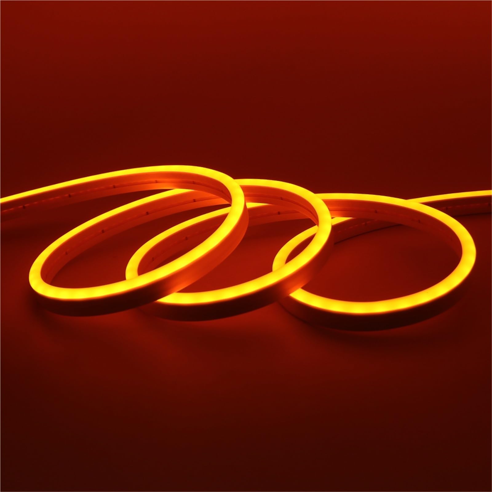 Tira de neón DC 24 V 0,5-20 m, impermeable IP67, multicolor, retroiluminación de TV, manguera de silicona flexible para el hogar (naranja, 16 m)