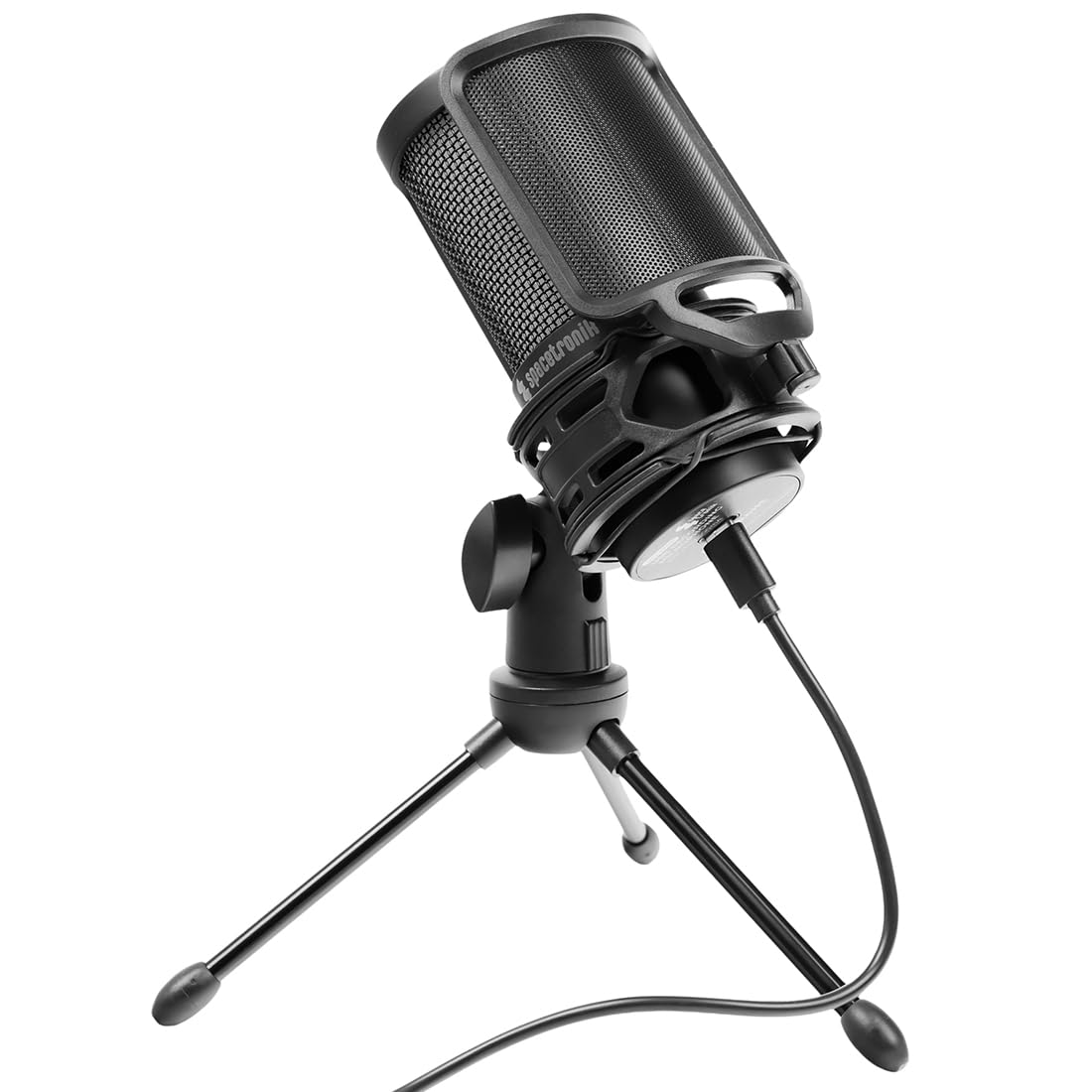 Spacetronik Microphone Gaming USB pour PC, Microphone à Condensateur avec Tap-to-Mute & LED, Filtre Anti-Pop & Support Anti-Choc, Plug & Play pour Streaming, Podcast, Discord, PS4/PS5, Mac