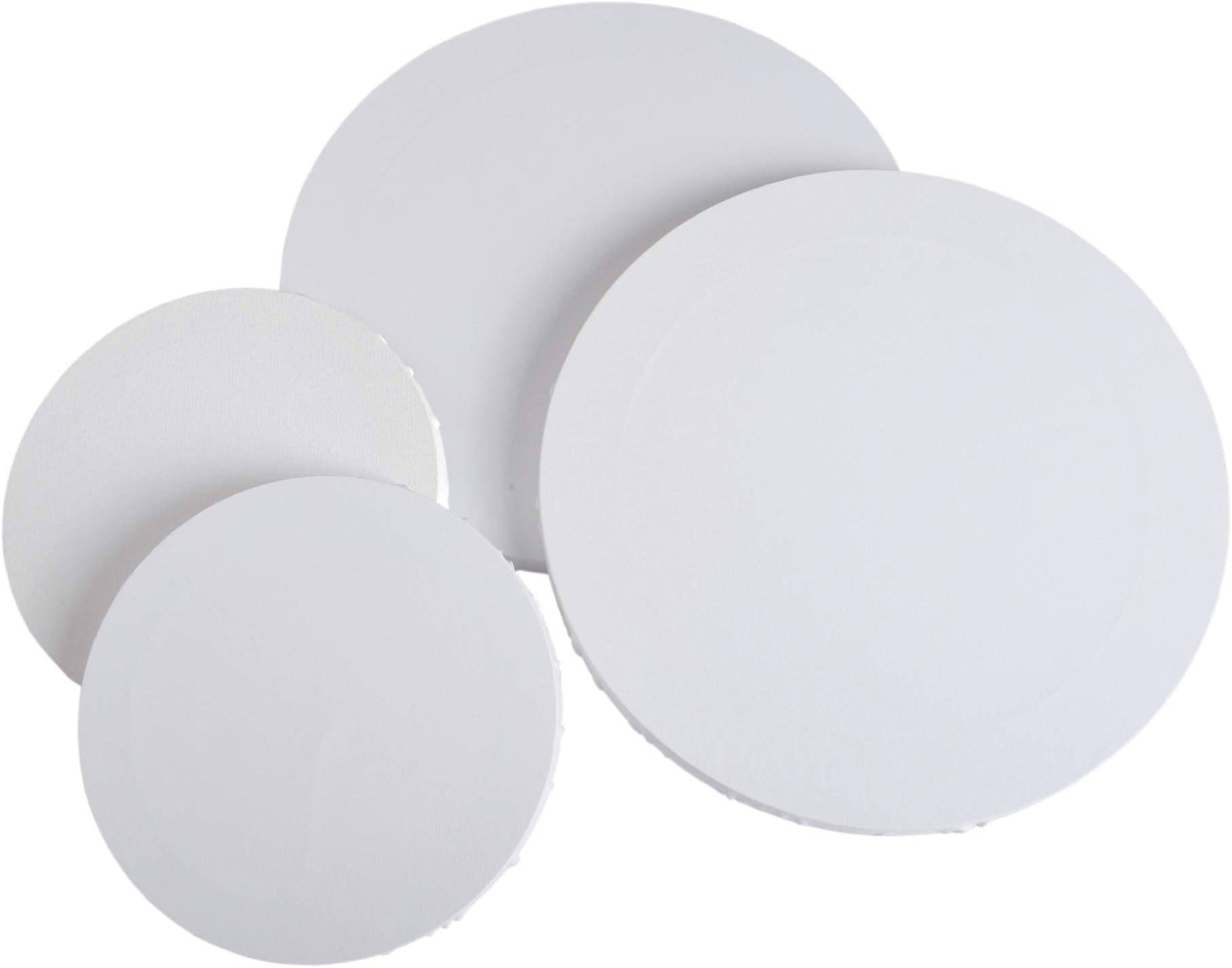 IVON 4pcs Round Canvas, 12'' & 8'' Professional Stretched Circle Canvas Board for Painting, Acrylic Pouring