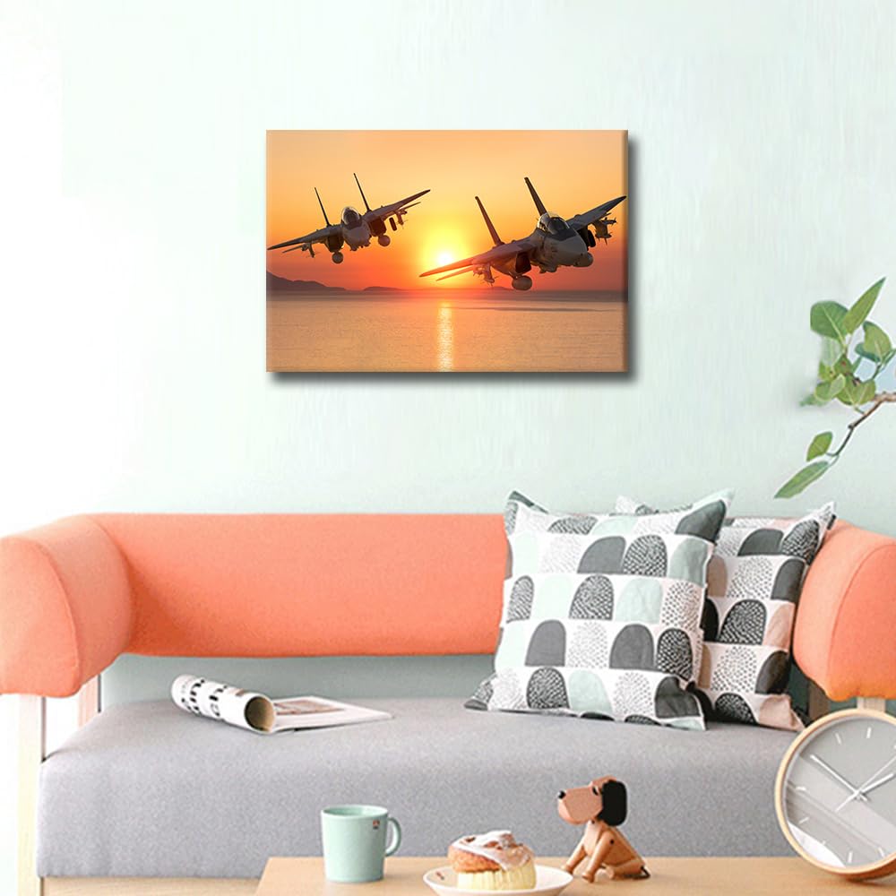 TISHIRON Wall Art Grumman F-14 Tomcat Fighter Jet Pictures Print On Canvas Modern Artwork Aircraft Wall Art for Living Room Office Giclee Gallery Posters and Prints Framed Ready to Hang - Image 4