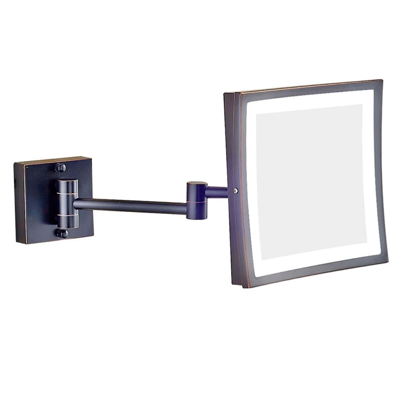 De Pared Iluminación LED Espejo de baño, Espejo de Maquillaje, Extensible de una Cara Espejo de baño, 3X Espejo de Aumento, para baño, Plaza,Black