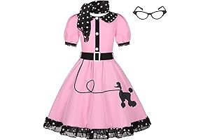 Adorable Pink Poodle Cutie Costume for Little Girl's 50s Fever